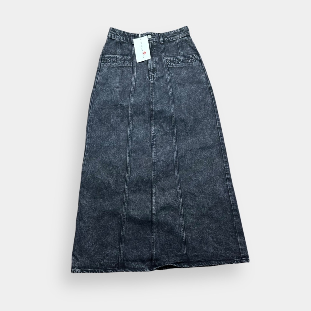 AS-Collection Black Denim Wash Maxi Skirt